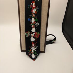 Hallmark Black Tie with Penquins and Gift Design